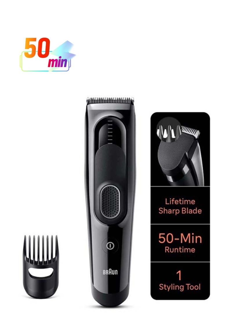 BRAUN Hair Clipper Series 5, Hair Clippers For Men With 9 Lenght Settings HC5310 Black  - Image 1