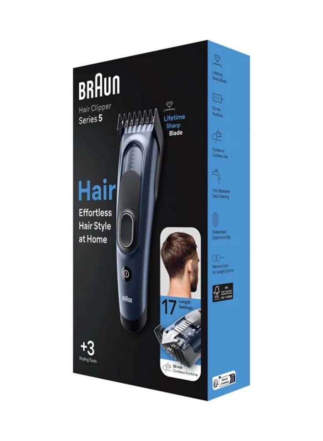 BRAUN HC 5350 Hair Clipper, fully washable, 17 length settings, Rechargeable, Fully washable Black - Image 3