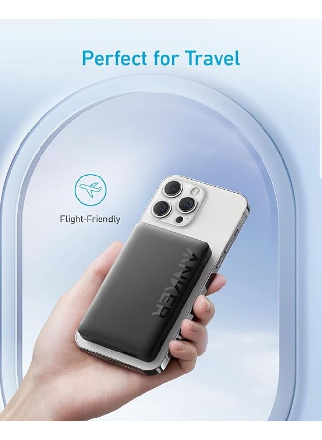 Anker - 10000 mAh Anker 334 MagGo Battery ( Powercore 10k )  20W,  Magnetic Power Bank, USB-C & Wireless Portable Charger Compatible with Magsafe, iPhone 15/15 Plus/15 Pro/15 Pro Max, iPhone 14/13/12 Series Black - Image 1