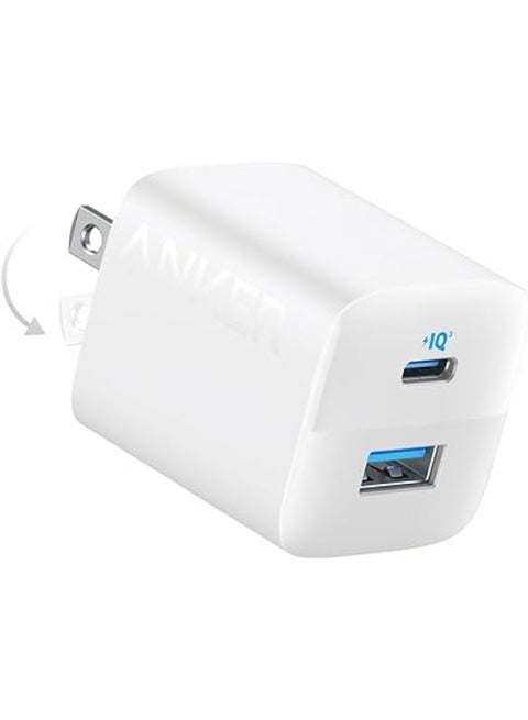 USB C Charger 33W, Anker 323 Charger, 2 Port Compact Charger with Foldable Plug for iPhone 14/14 Plus/14 Pro/14 Pro Max/13/12, Pixel, Galaxy, iPad/iPad Mini and More (Cable Not Included) White