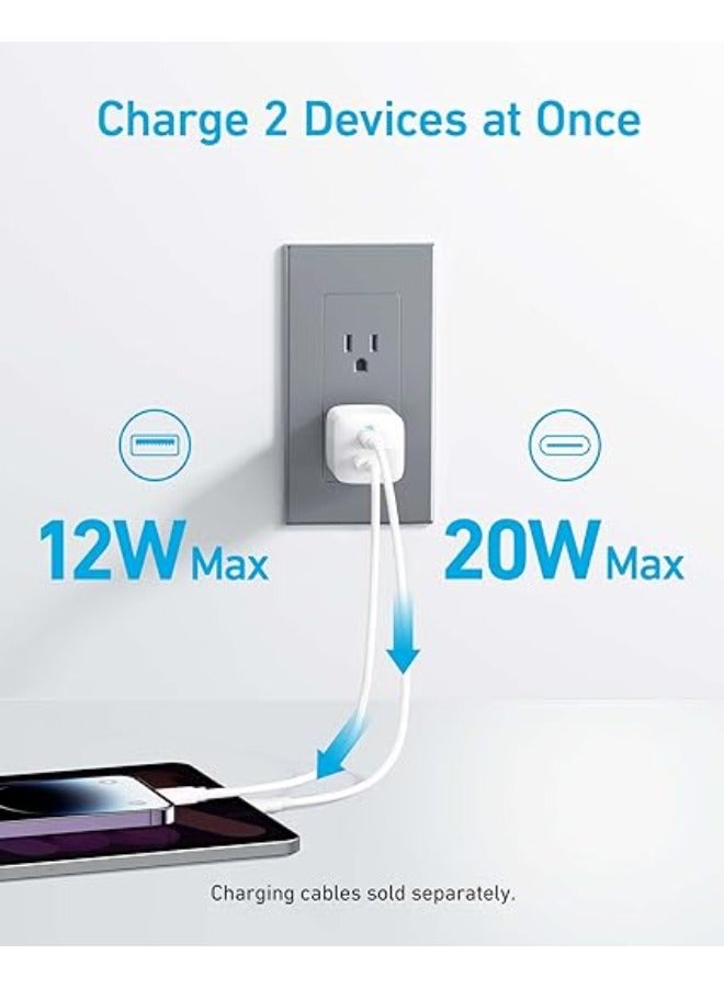 آنكر شاحن USB C بقدرة 33 وات، شاحن Anker 323، شاحن مدمج بمنفذين مع قابس قابل للطي لأجهزة iPhone 14/14 Plus/14 Pro/14 Pro Max/13/12، Pixel، Galaxy، iPad/iPad Mini والمزيد (الكابل غير متضمن)  - Image 3
