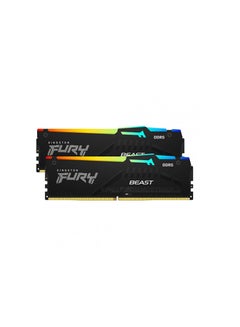 كينغستون Fury Beast 32 جيجا بايت (2x16 جيجا بايت) 5200MT/s DDR5 CL36 RGB مجموعة ذاكرة سطح المكتب مكونة من 2 | مزامنة الأشعة تحت الحمراء | معرض AMD | التوصيل والتشغيل | KF552C36BBEAK2-32 أسود  - Image 1
