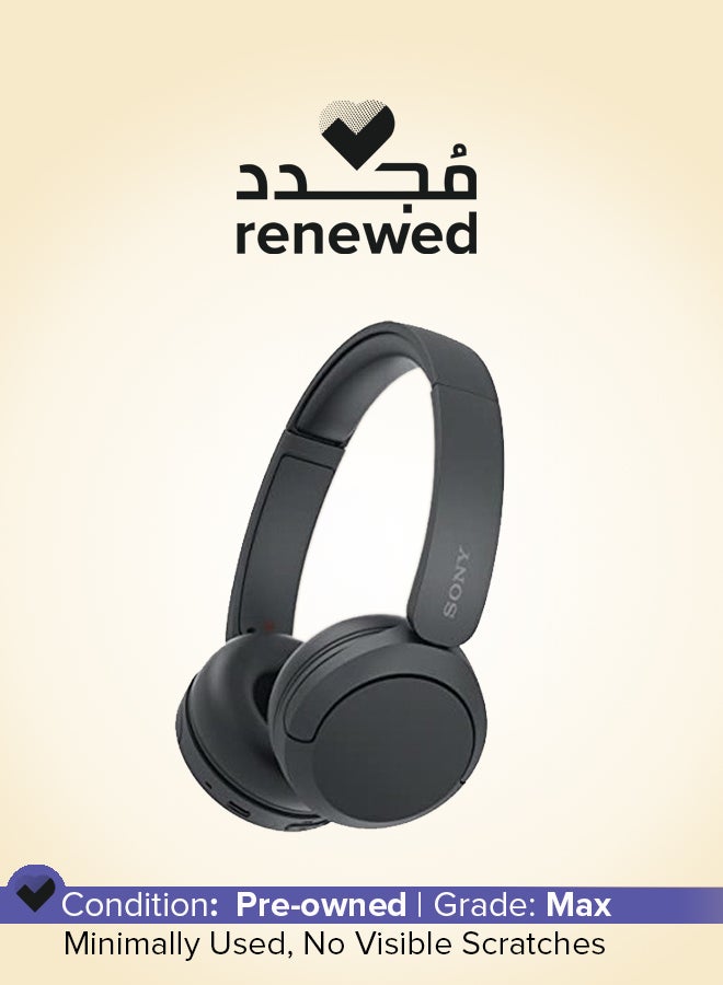 سوني تم تجديده - WH-CH520 سماعة لاسلكية تعمل بالبلوتوث على الأذن مع ميكروفون للمكالمات الهاتفية باللون الأسود - Image 1