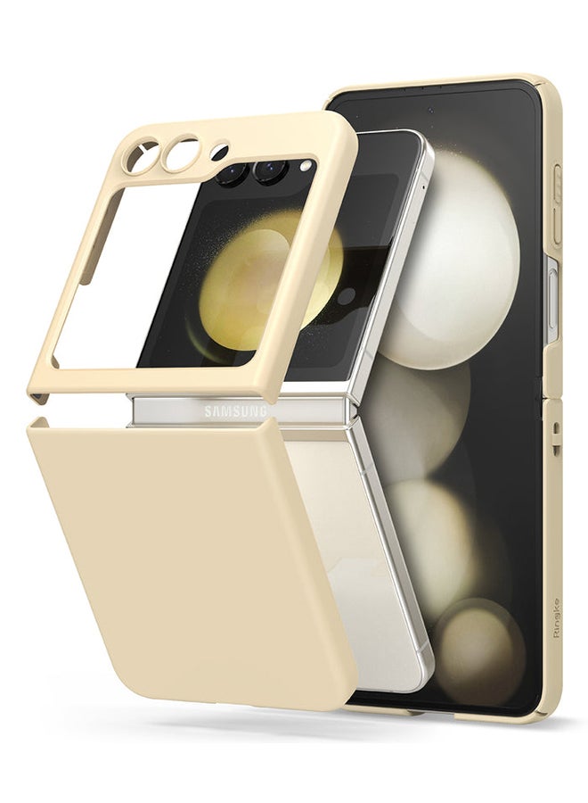 Ringke Slim Case For Samsung Galaxy Z Flip 5, Non-Yellowing Transparent Hard PC Thin Premium Lightweight Protective Phone Cover - Vanilla Light Yellow - Image 1