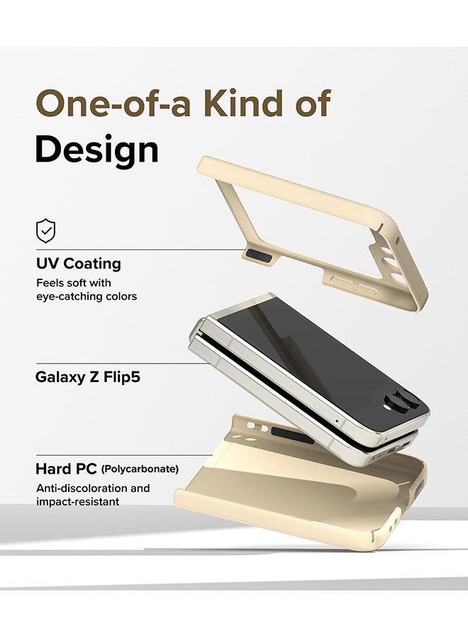 Ringke Slim Case For Samsung Galaxy Z Flip 5, Non-Yellowing Transparent Hard PC Thin Premium Lightweight Protective Phone Cover - Vanilla Light Yellow - Image 3