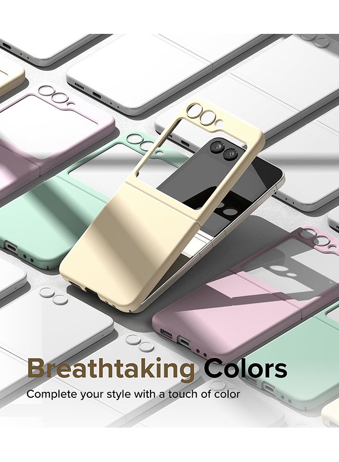 Ringke Slim Case For Samsung Galaxy Z Flip 5, Non-Yellowing Transparent Hard PC Thin Premium Lightweight Protective Phone Cover - Vanilla Light Yellow - Image 4