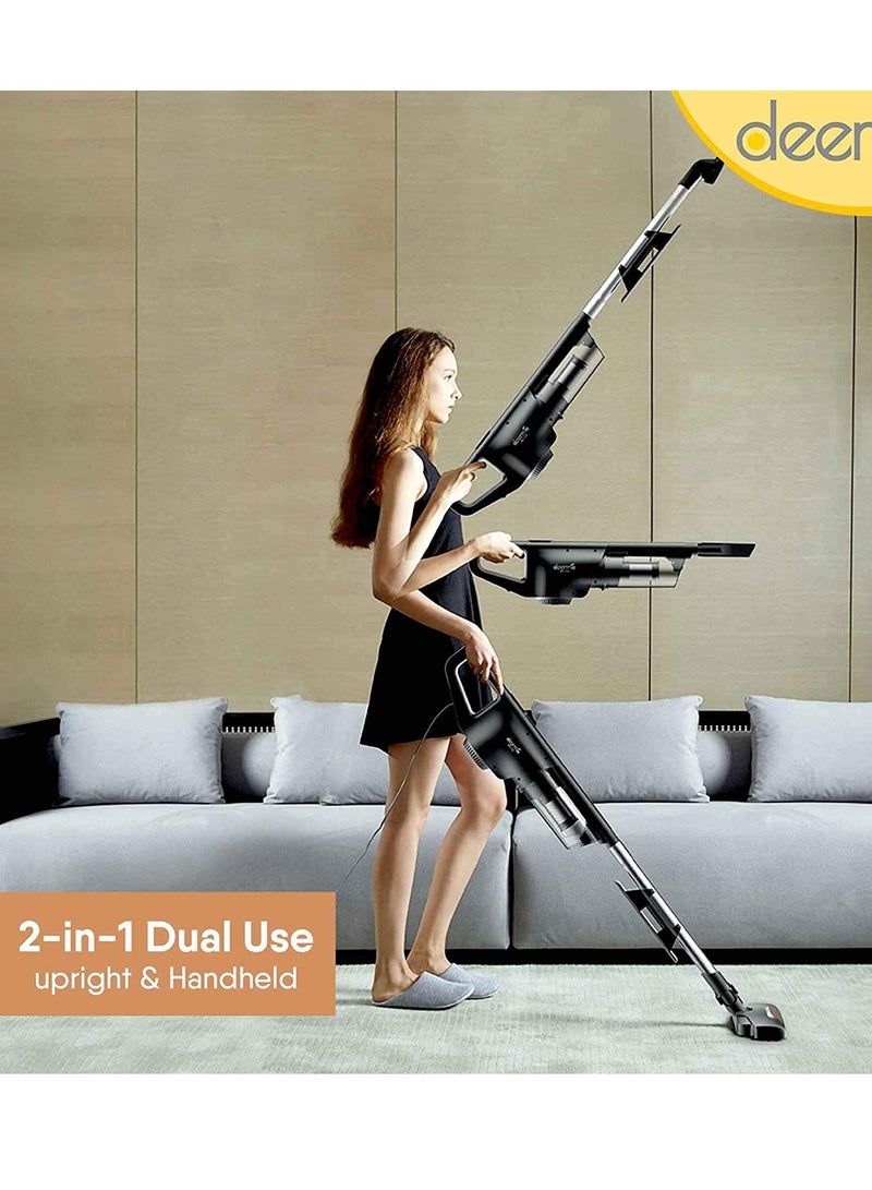 Deerma 2-in-1 Handheld Vacuum Cleaner 800ml Large Capacity Dust Bin 15kPa Suction Force Pinhole Stainless Steel Filter 4 Layer HEPA Filtration Multifunctional Upright Vacuum Cleaner 600W - Black DX600 Black  - Image 2