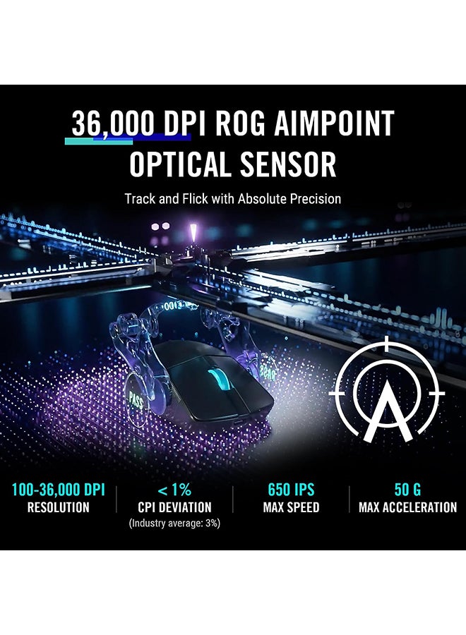 ASUS - P713 ROG Harpe Gaming Wireless Mouse, Ace Aim Lab Edition, 54g Ultra-Lightweight, 36,000 DPI Sensor, 5 Programmable Buttons, Tri-Mode Connectivity (2.4GHz RF, Bluetooth, Wired), SpeedNova, Black - Image 1