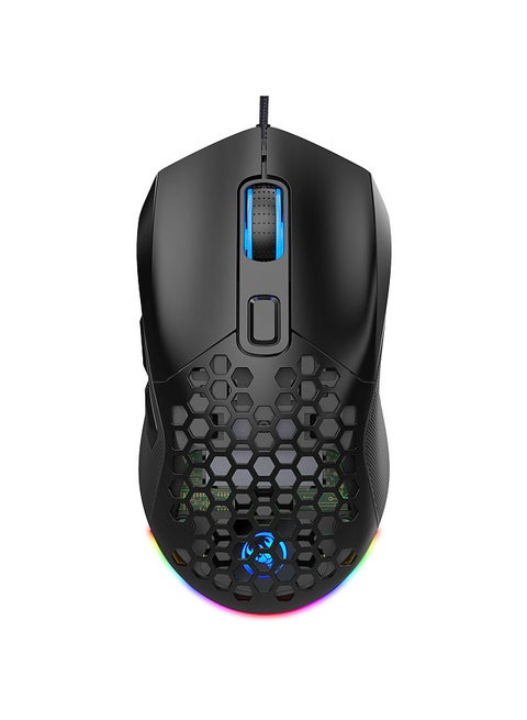 X300 RGB Gaming Mouse Backlit Wired Ergonomic 6 Button Programmable Mouse with Macro Recording & wheel speed Set 7200 DPI for Windows PC (Black) Black