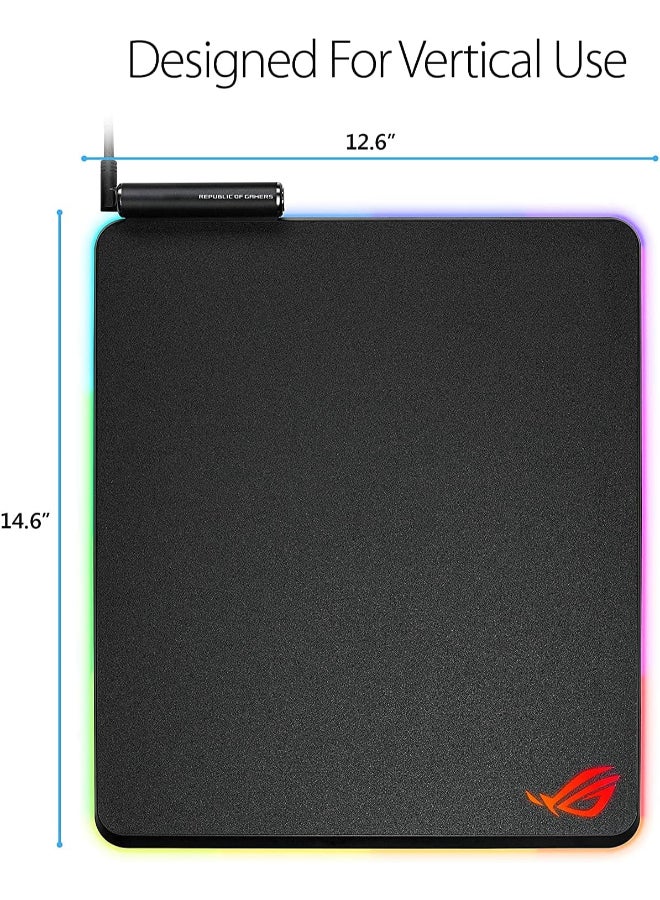 ASUS - ASUS ROG Balteus Vertical Gaming Mouse Pad with Hard Micro-Textured Gaming Surface, USB pass-through, Aura Sync RGB Lighting and Non-Slip Base (12.6” X 14.6”) - Image 1