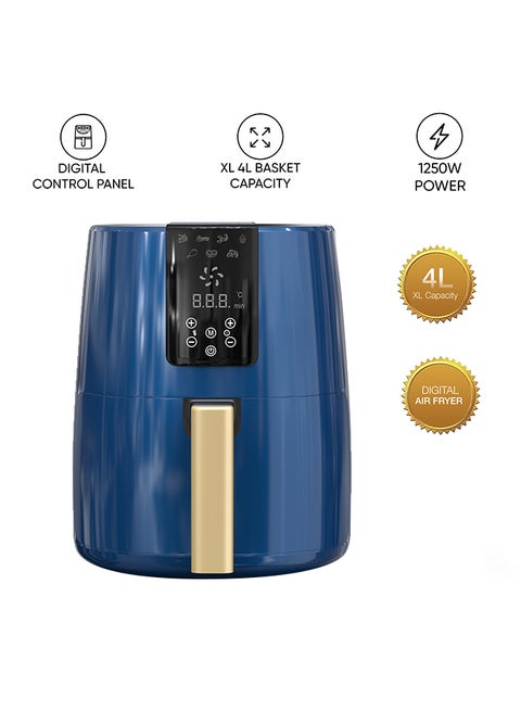 4 Liter Air Fryer, Digital Panel, Non-Stick Coated Pan, Detachable Frying Basket, No-Oil Healthy Frying Grilling and Roasting 4 L 1250 W NAF588D Navy Blue