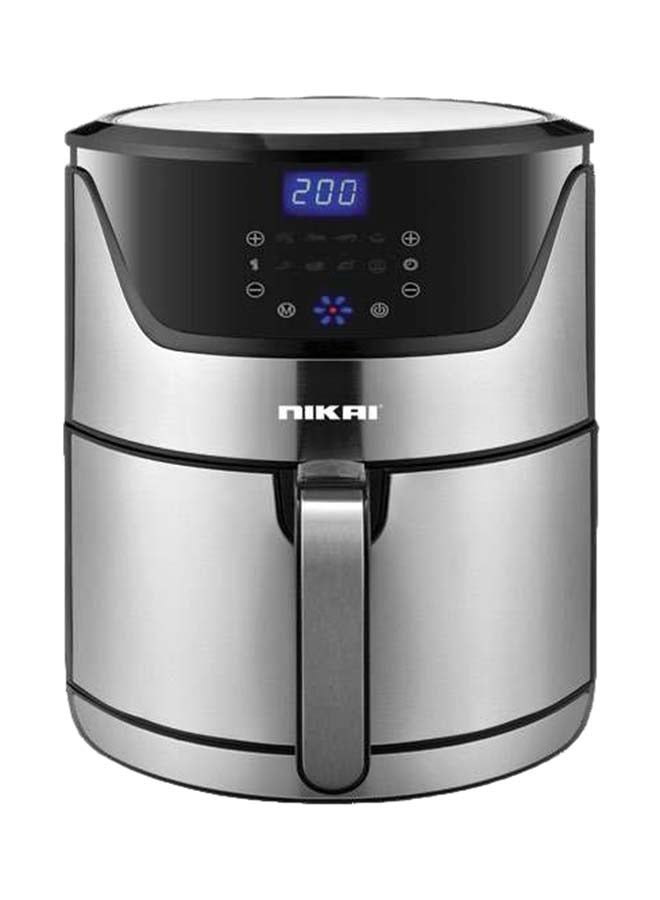 NIKAI 6 Liter Digital Air Fryer, 1800 Watts, Auto Cut Off, Non-Stick Coating Pan, 60 min. timer, Detachable Frying Basket 6 L 1800 W NAF688DS Silver 