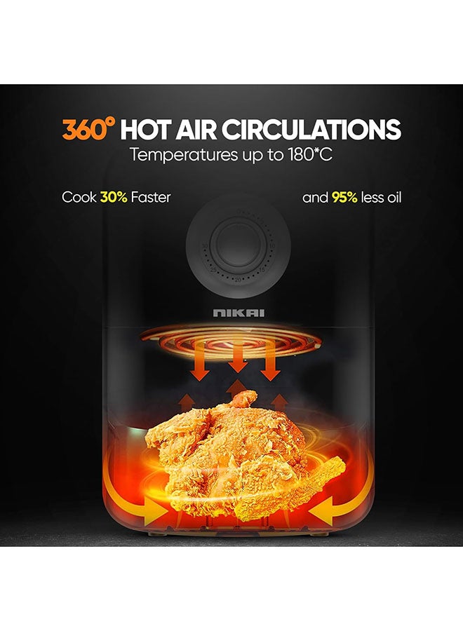 NIKAI - Air Fryer, Non-Stick Coated Pan, Detachable Frying Basket, Overheating Protection, 30 min. Timer 2 L 1000 W NAF2001M Black - Image 1