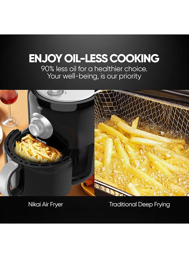 NIKAI - Air Fryer, Non-Stick Coated Pan, Detachable Frying Basket, Overheating Protection, 30 min. Timer 2 L 1000 W NAF2001M Black - Image 1