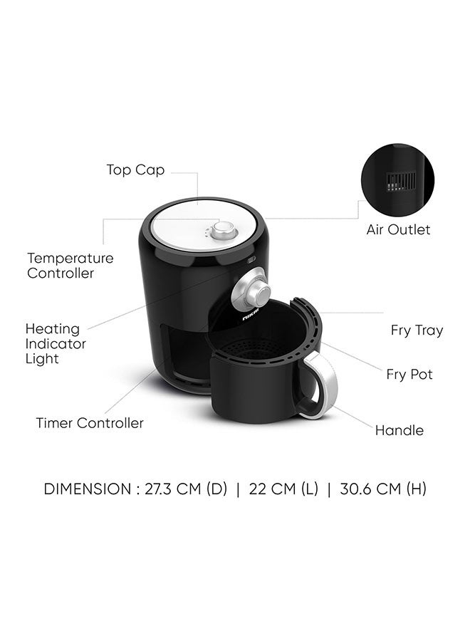 NIKAI - Air Fryer, Non-Stick Coated Pan, Detachable Frying Basket, Overheating Protection, 30 min. Timer 2 L 1000 W NAF2001M Black - Image 1