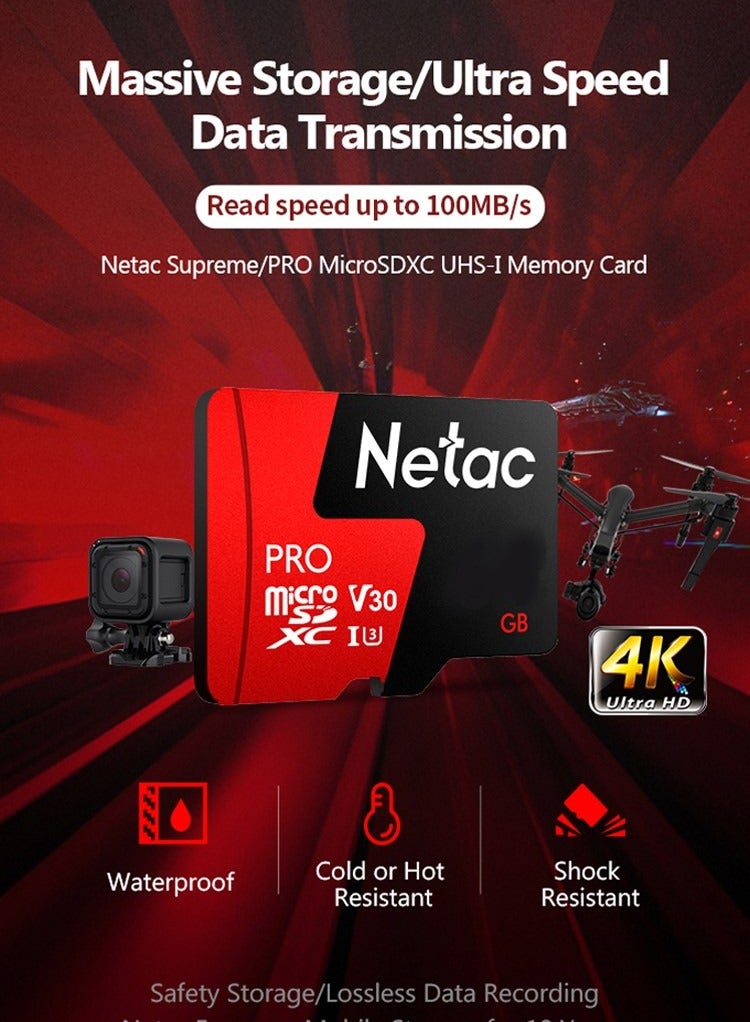 نيتاك - بطاقة ذاكرة Micro SD سعة 256 جيجابايت SDXC UHS-I بطاقة ذاكرة فلاش تسجيل فيديو عالي الدقة بالكامل U3 Class10 V30 A1 256 جيجابايت - Image 1