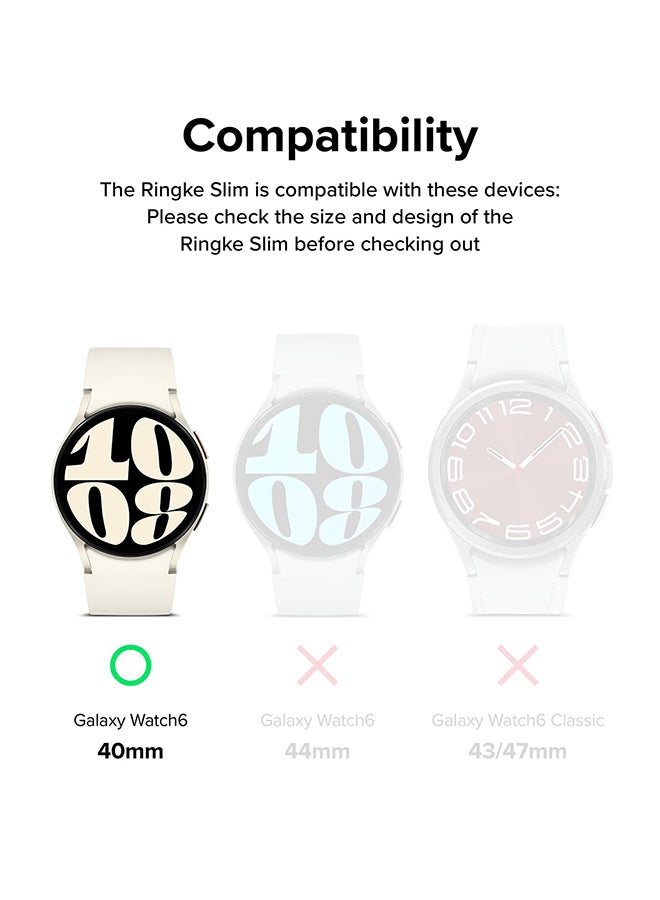 Ringke Slim Case 2 Pack For Samsung Galaxy Watch 6 40mm, 6 Bezel Frame Only Premium Lightweight PC Hard Thin Cover + Chrome Clear - Image 3
