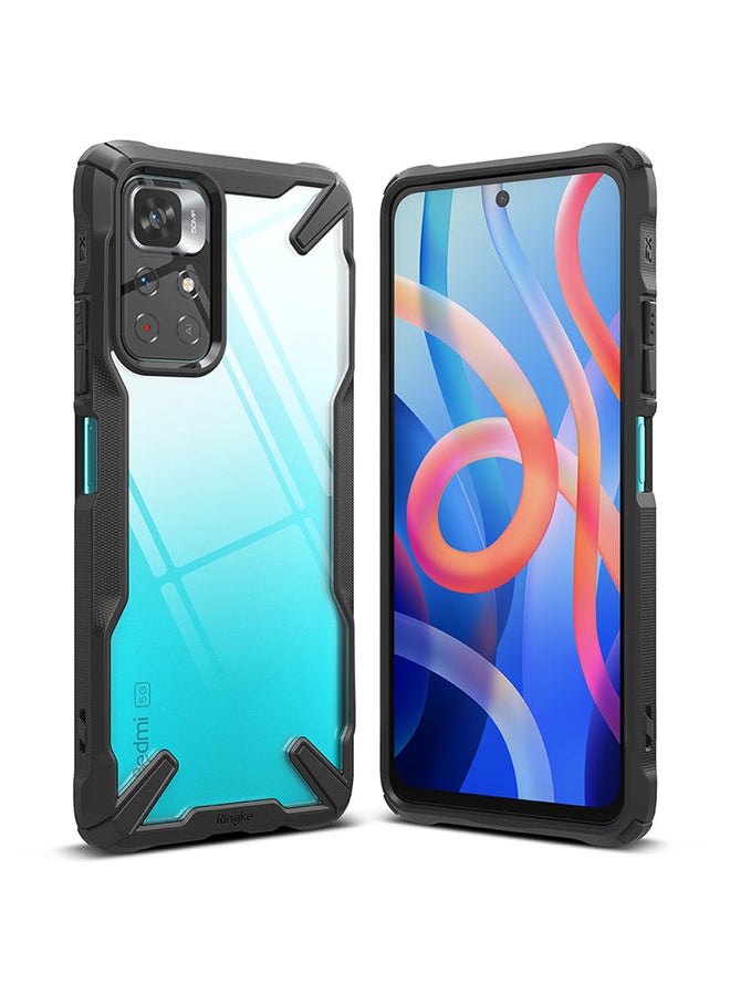 Ringke Fusion-X For Redmi Note 11S 5G / Redmi Note 11T 5G / Poco M4 Pro 5G / Note 11 Back Cover Case Transparent Hard Back Soft Flexible TPU Bumper Scratch Resistant Phone Case Black - Image 1