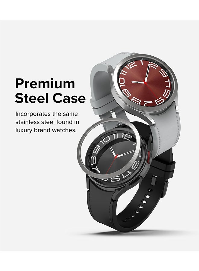 Ringke Samsung Galaxy Watch 6 Classic 47mm Stainless Steel Bezel Frame Ring Adhesive Cover Anti Scratch Silver  - Image 3