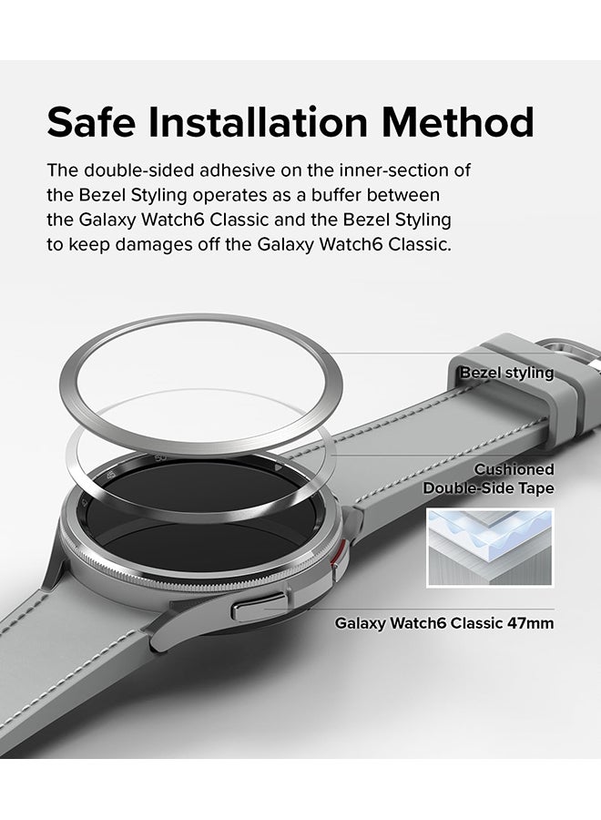 Ringke Samsung Galaxy Watch 6 Classic 47mm Stainless Steel Bezel Frame Ring Adhesive Cover Anti Scratch Silver  - Image 5
