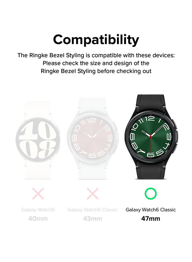 Ringke Samsung Galaxy Watch 6 Classic 47mm Stainless Steel Bezel Frame Ring Adhesive Cover Anti Scratch Silver  - Image 2