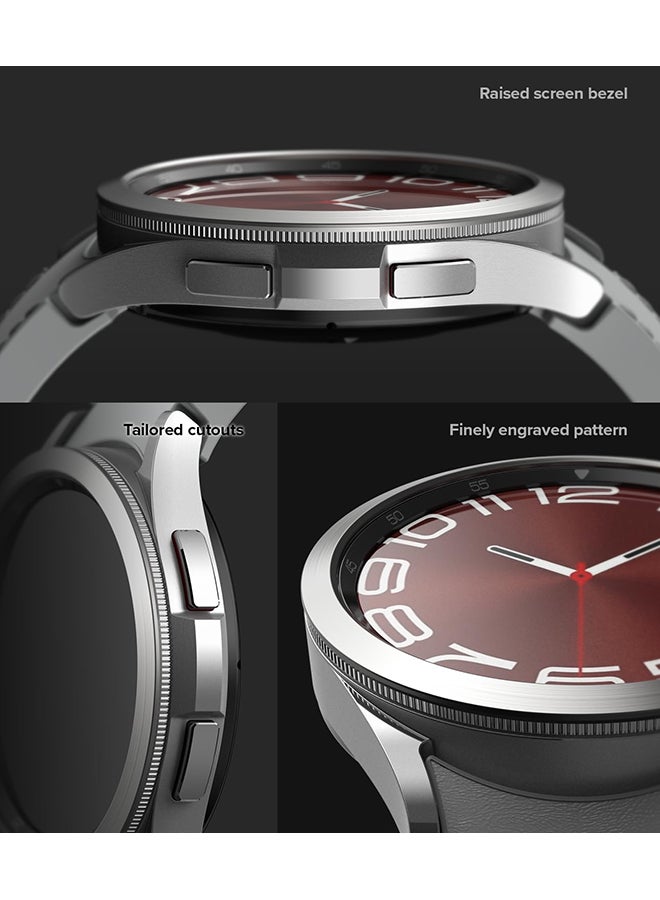 Ringke Samsung Galaxy Watch 6 Classic 47mm Stainless Steel Bezel Frame Ring Adhesive Cover Anti Scratch Silver  - Image 4