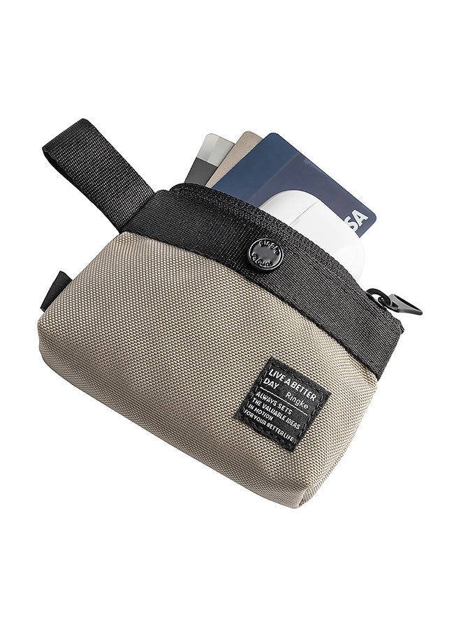 Ringke Mini Pouch 2-Way Miniature Nylon Carrying Pouch Small Bag For AirPods, Galaxy Buds Earphones Cards ID - Beige