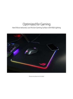 أسوس ROG Balteus Qi Vertical Gaming Mouse Pad with Wireless Qi Charging Zone, Hard Micro-Textured Gaming Surface, USB Pass-Through, Aura Sync RGB Lighting and Non-Slip Base (12.6” X 14.6”) Black  - Image 4