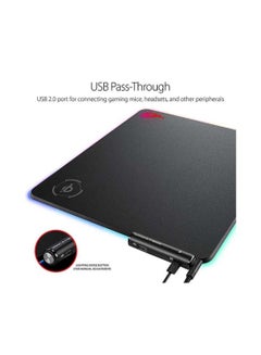 أسوس ROG Balteus Qi Vertical Gaming Mouse Pad with Wireless Qi Charging Zone, Hard Micro-Textured Gaming Surface, USB Pass-Through, Aura Sync RGB Lighting and Non-Slip Base (12.6” X 14.6”) Black  - Image 3