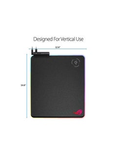 أسوس ROG Balteus Qi Vertical Gaming Mouse Pad with Wireless Qi Charging Zone, Hard Micro-Textured Gaming Surface, USB Pass-Through, Aura Sync RGB Lighting and Non-Slip Base (12.6” X 14.6”) Black  - Image 5