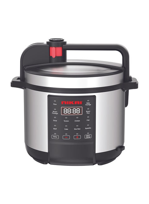 6 Liter Digital Electric Multi-Pressure Cooker, Aluminum Cooking Pot With Nonstick Coating, Keep Warm Function 6 L 1000 W NEP682DX Silver