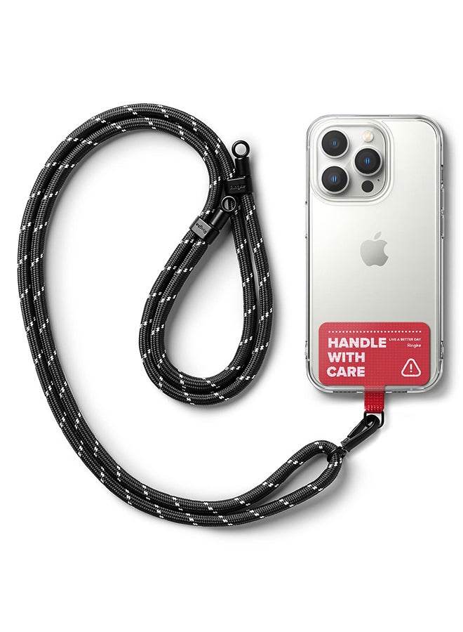 Ringke Holder Link Strap Designed With Adjustable Sturdy Universal Lanyard For Camera And Phone Case - Black/White Tarpaulin Red - Image 1