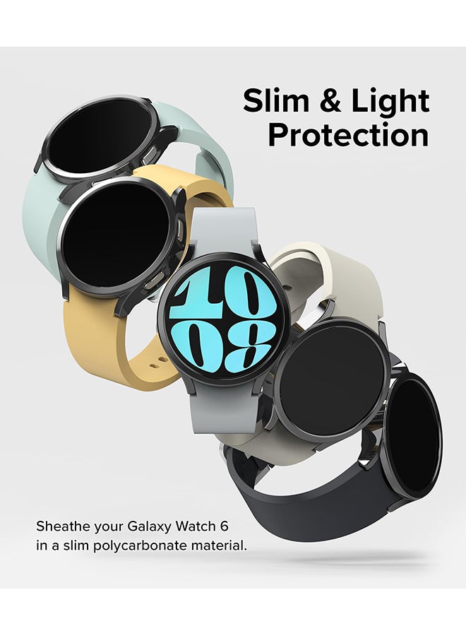 رينجك حافظة رفيعة مكونة من قطعتين لساعة سامسونج جالكسي واتش 6 مقاس 40 مم، إطار 6 حواف فقط، غطاء خفيف الوزن من البولي كربونات الصلب الرفيع الممتاز - شفاف + كروم داكن - Image 4