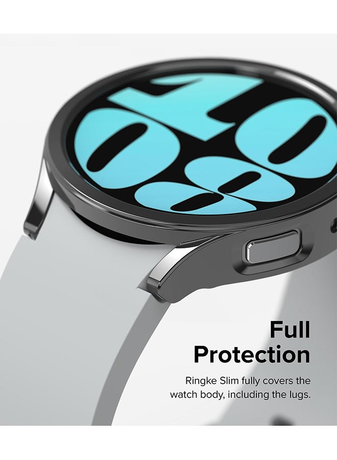رينجك حافظة رفيعة مكونة من قطعتين لساعة سامسونج جالكسي واتش 6 مقاس 40 مم، إطار 6 حواف فقط، غطاء خفيف الوزن من البولي كربونات الصلب الرفيع الممتاز - شفاف + كروم داكن - Image 5
