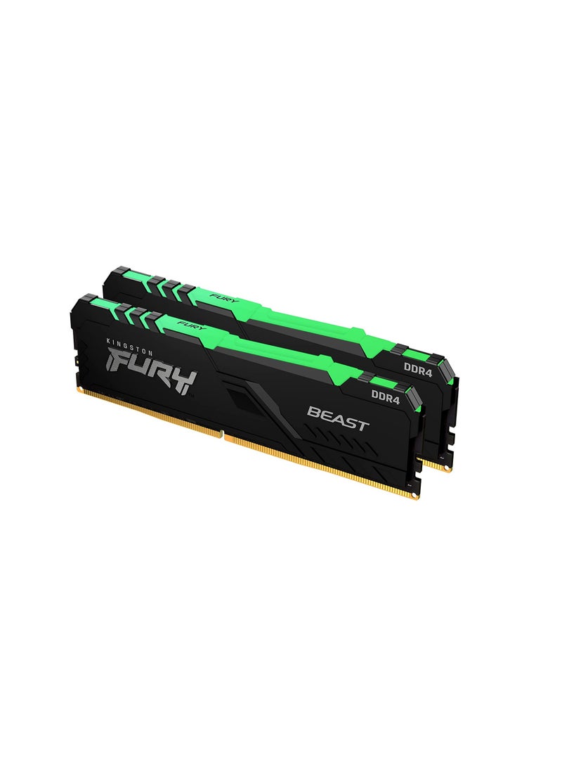 Kingston - Fury Beast RGB 16Gb (2x8Gb) 3200Mt/s DDR4 CL16 Desktop Memory Kit Of 2 KF432C16BBAK2/16 - Image 1