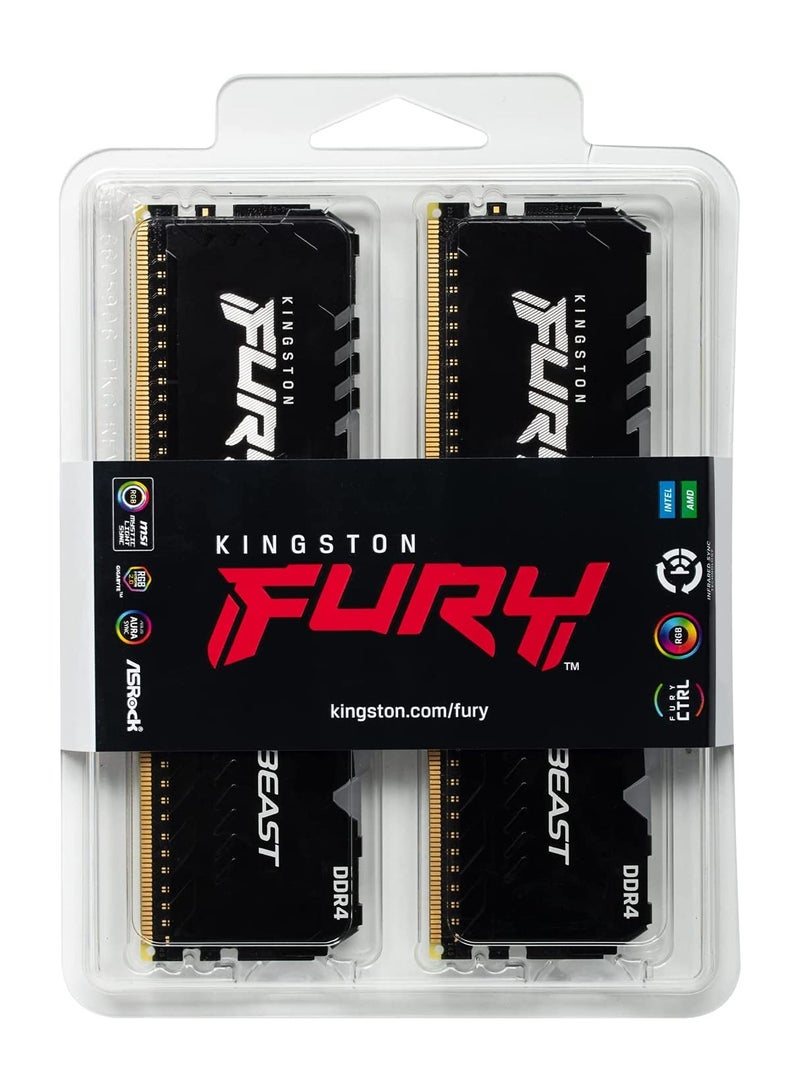 Kingston - Fury Beast RGB 16Gb (2x8Gb) 3200Mt/s DDR4 CL16 Desktop Memory Kit Of 2 KF432C16BBAK2/16 - Image 1