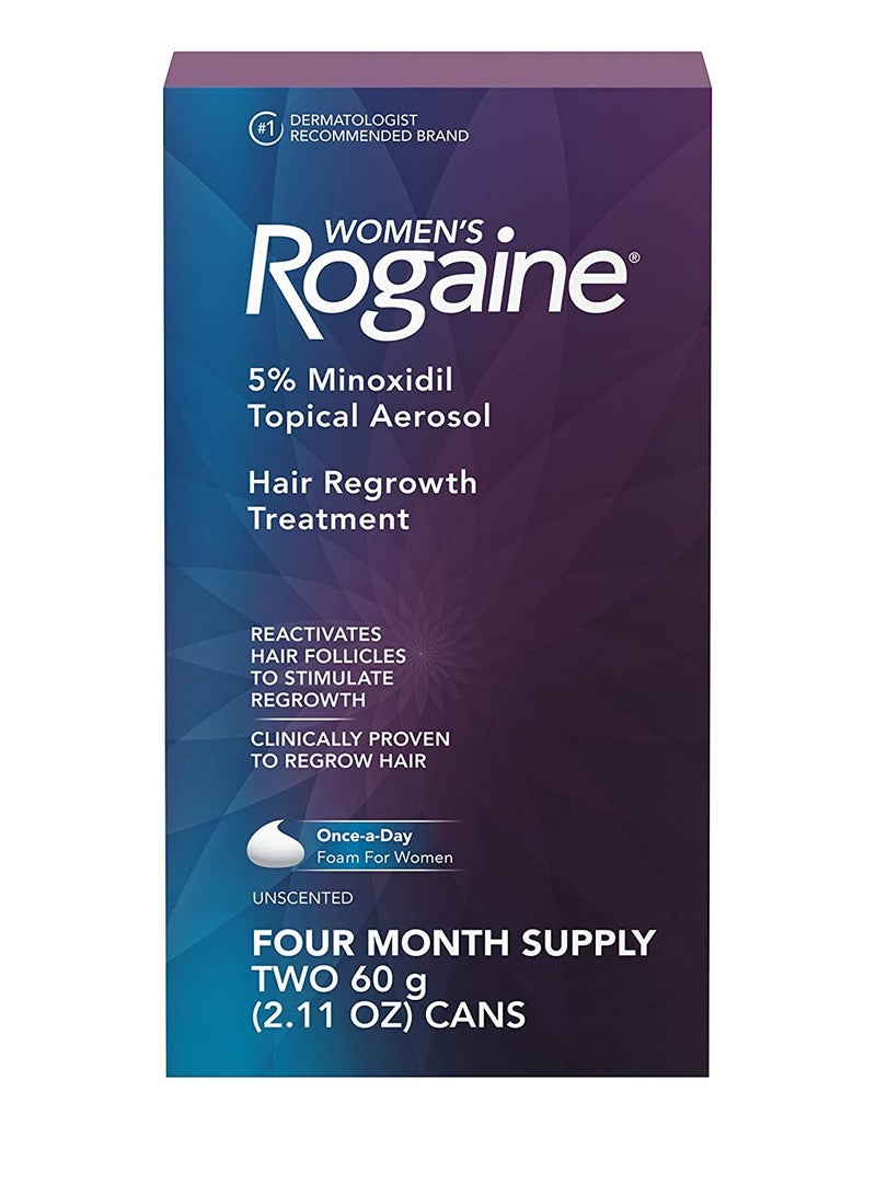 Rogaine - Women's 5% Minoxidil Foam 4-Month Supply White 60+60grams - Image 1