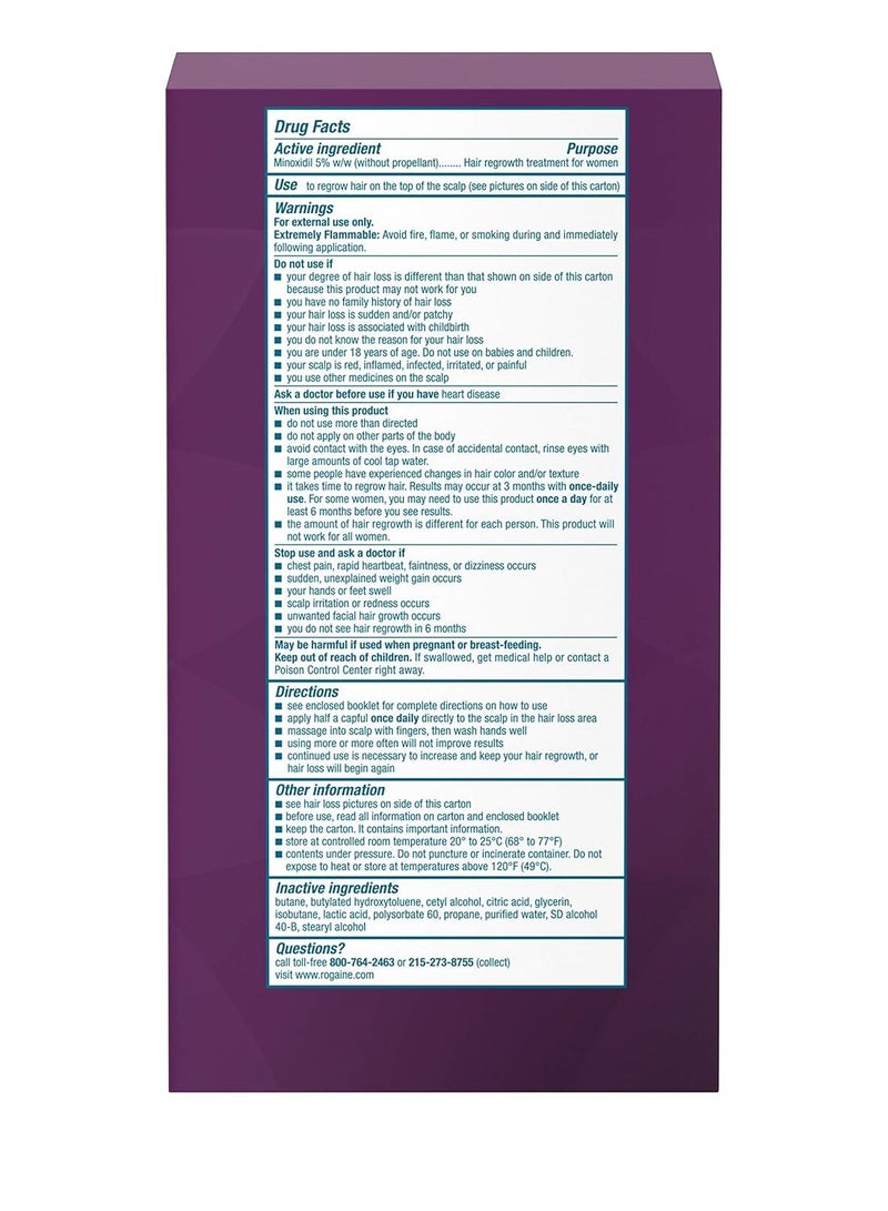 Rogaine Women's 5% Minoxidil Foam 4-Month Supply White 60+60grams - Image 2