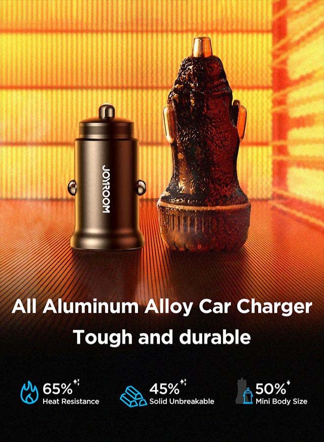 JOYROOM USB C Car Charger, 30W Super Mini All Metal Fast USB Car Charger Adapter PD & QC 3.0 Dual Port For iPhone 15/Pro/Pro Mam, Samsung Galaxy Note, Pixel, And More USB C Devices Black  - Image 5