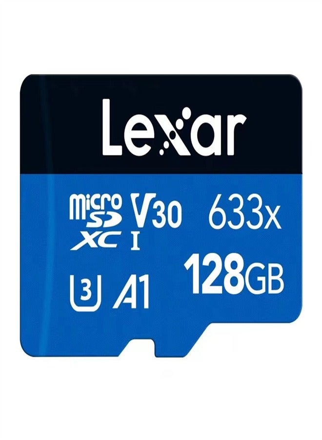 Lexar - 633x  TF Card High-Performance Micro SD Card Class10 U3 A2 V30 High Speed TF Card For Phone Camera Dashcam Blue 128 GB - Image 1