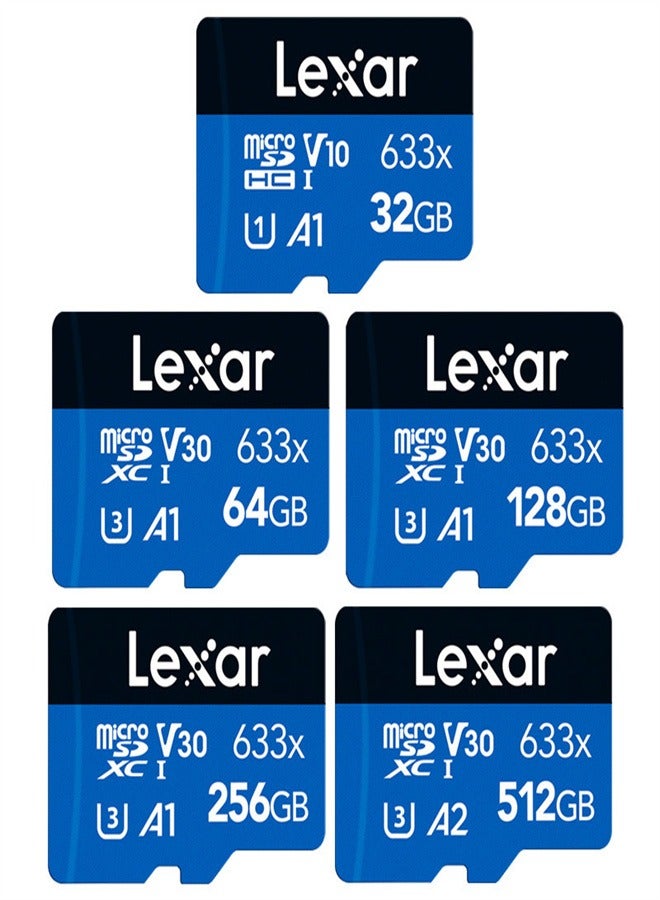 Lexar - 633x  TF Card High-Performance Micro SD Card Class10 U3 A2 V30 High Speed TF Card For Phone Camera Dashcam Blue 128 GB - Image 1