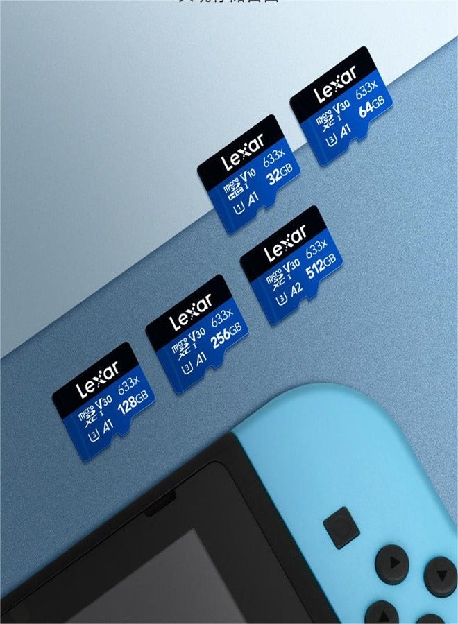 Lexar - 633x  TF Card High-Performance Micro SD Card Class10 U3 A2 V30 High Speed TF Card For Phone Camera Dashcam Blue 128 GB - Image 1