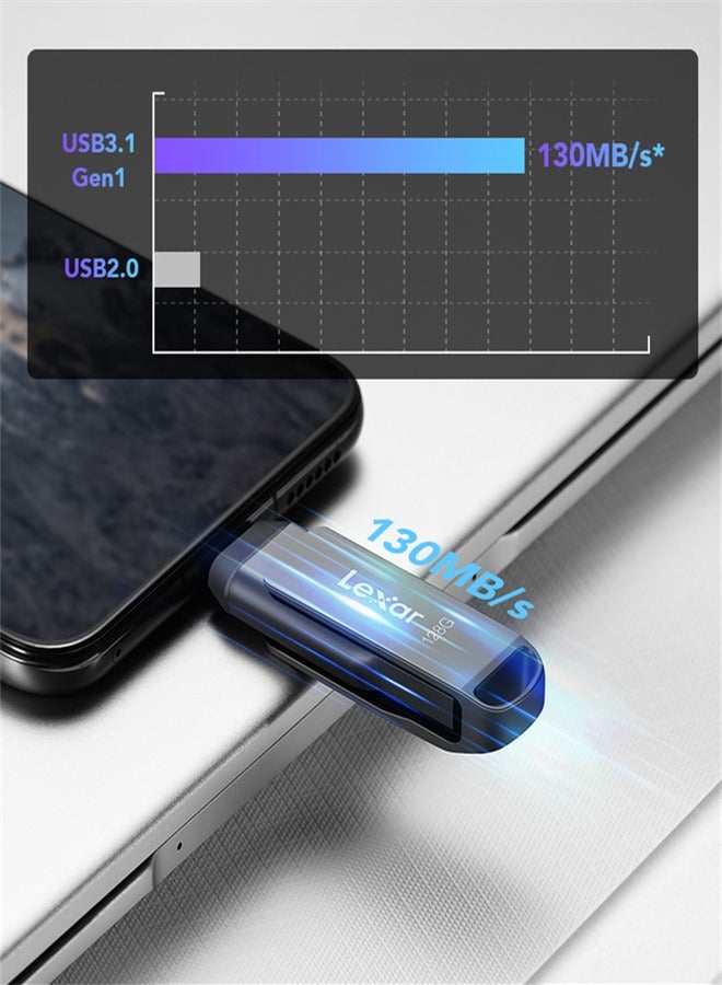 Lexar - D400 High Capacity USB 3.1 Dual Use 100Mb/s For Mobile And Computer 128 GB - Image 1