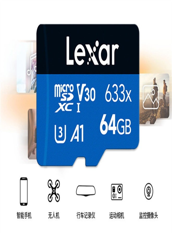 ليكسار - بطاقة TF 633x بطاقة Micro SD عالية الأداء من الفئة 10 U3 A1 V30 بطاقة TF عالية السرعة للهاتف وكاميرا السيارة ولوحة القيادة - Image 1