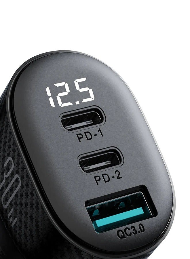 جوي روم شاحن سيارة شحن سريع PD 30W 2PD + 1 USB iPhone 15 Pro شاحن سريع الشحن هاتف السيارة قابس محول لهاتف iPhone 15، Galaxy S23، Huawei، iPad Pro، Xiaomi، إلخ - Image 2