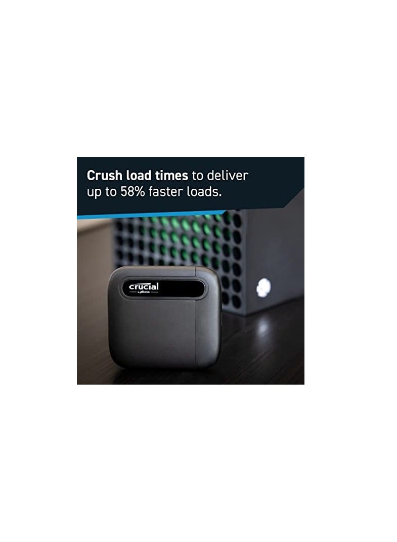 crucial - Crucial X6 Portable External SSD, 1TB Capacity, Up to 800 MB/s Sequential Read, USB 3.2 Gen-2 Interface, Drop, Shock & Vibration Proof, Black | CT1000X6SSD9 1 TB - Image 1