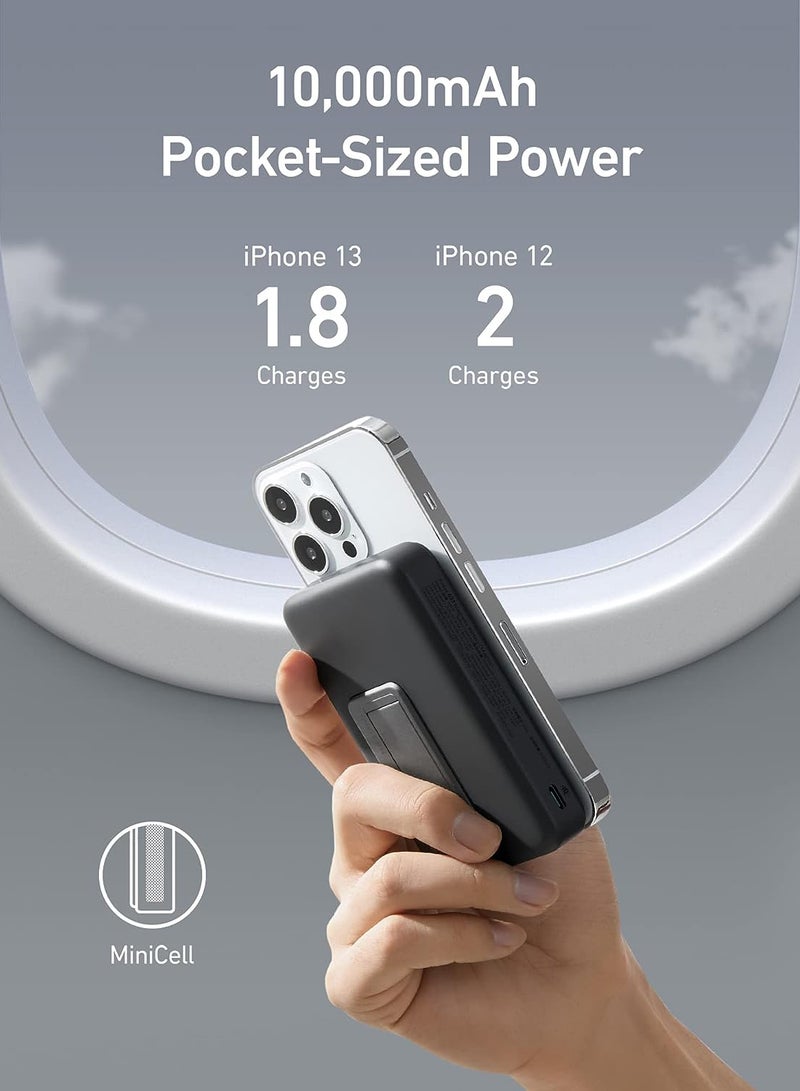 Anker - 10000 mAh 633 Magnetic Power Bank (MagGo), 10,000mAh Foldable Magnetic Wireless Portable Charger, 20W USB-C Power Delivery for iPhone 16/16 Pro / 16 Pro Max, iPhone 15/14/13/12 Series (Black) Black - Image 1