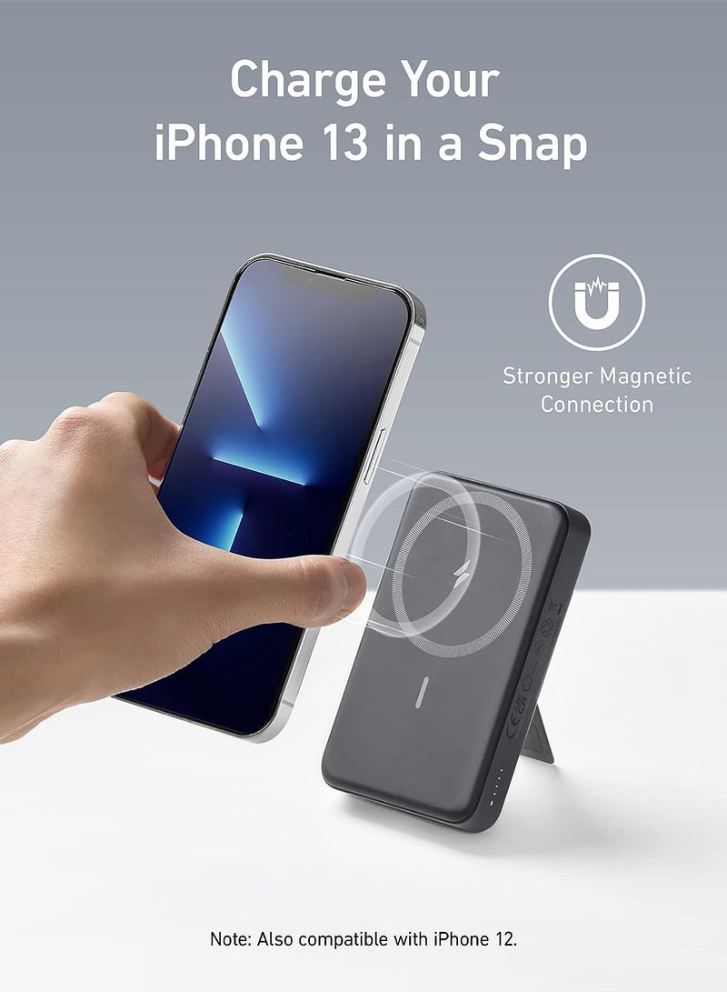 Anker - 10000 mAh 633 Magnetic Power Bank (MagGo), 10,000mAh Foldable Magnetic Wireless Portable Charger, 20W USB-C Power Delivery for iPhone 16/16 Pro / 16 Pro Max, iPhone 15/14/13/12 Series (Black) Black - Image 1