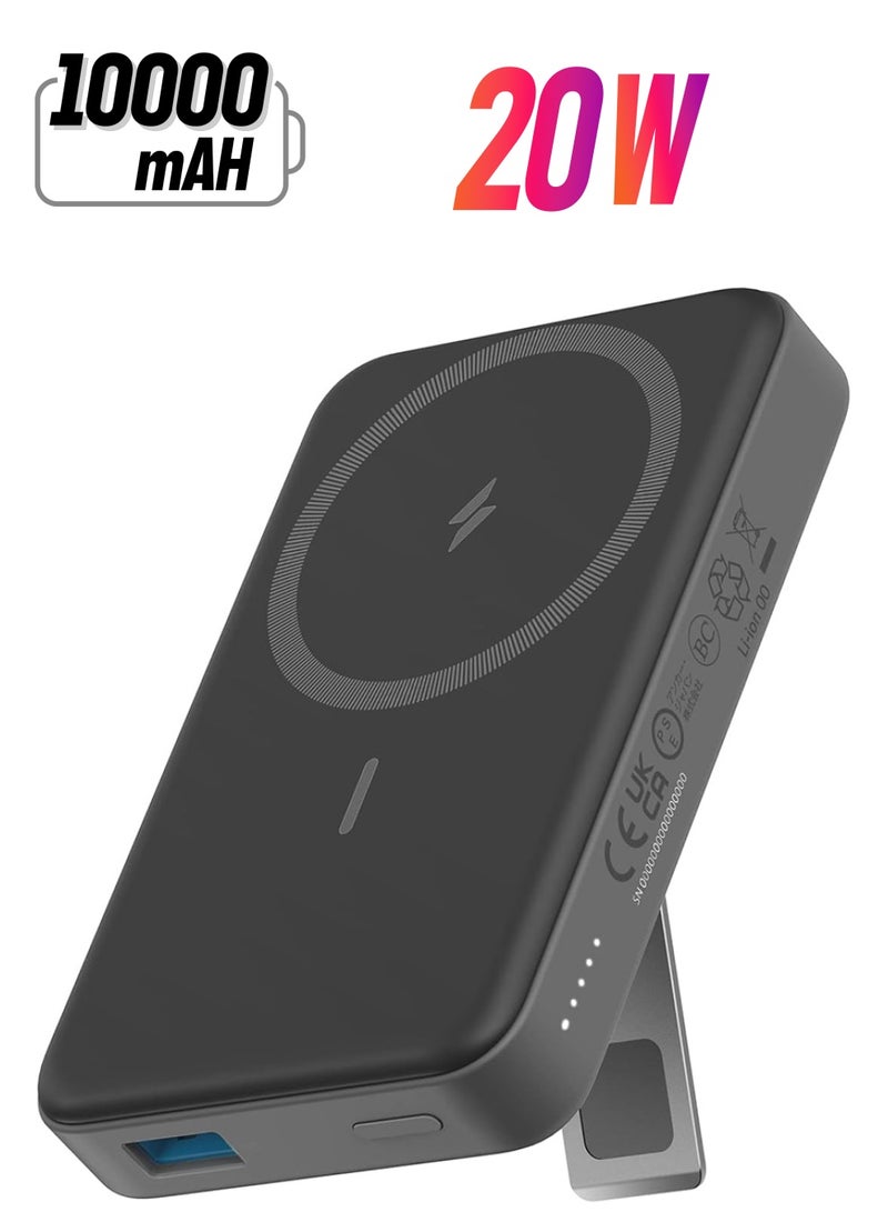 Anker - 10000 mAh 633 Magnetic Power Bank (MagGo), 10,000mAh Foldable Magnetic Wireless Portable Charger, 20W USB-C Power Delivery for iPhone 16/16 Pro / 16 Pro Max, iPhone 15/14/13/12 Series (Black) Black - Image 1