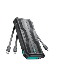 JOYROOM 10000 mAh JR-L016 2.4A Power Bank with Built in 3in1 Cables Black  - Image 1